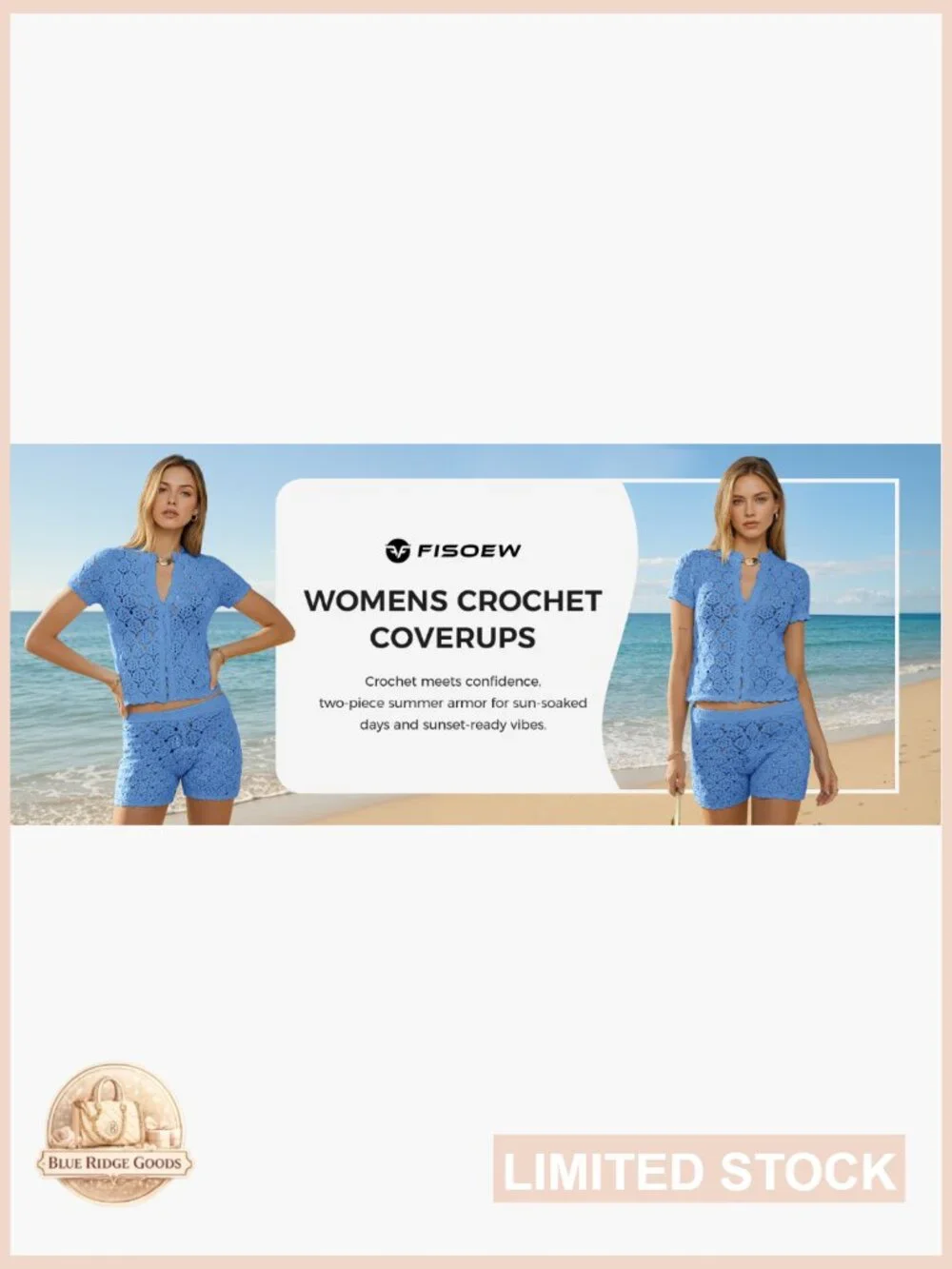 Crochet Cover Up Set Y2K Chic Beach Shorts Button Crop Top Summer Swimsuit - Picture 6 of 6